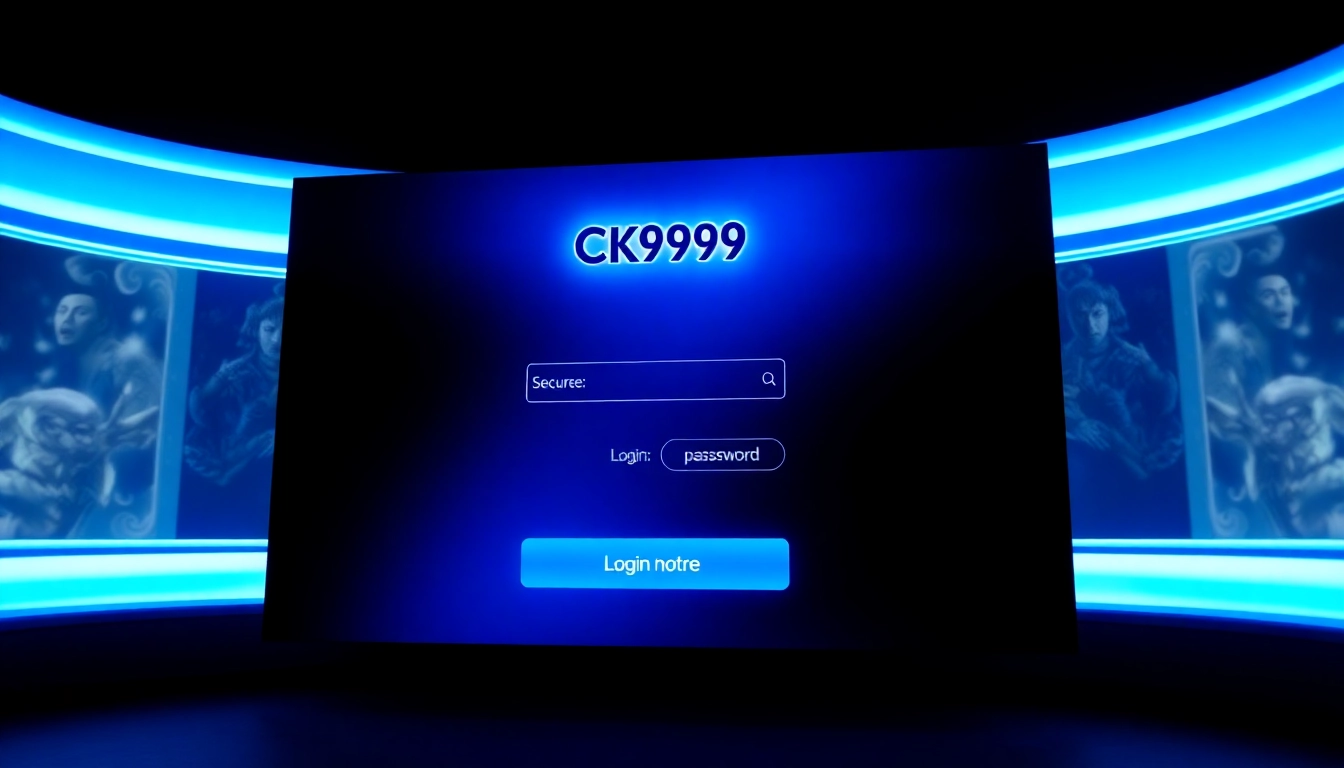 Illustration of a user securely logging into CK999 in a modern, professional gaming interface, emphasizing easy ck999 login access.