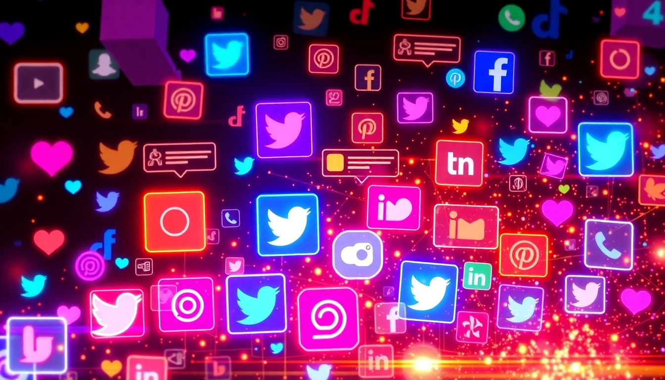 Latest Social Network Updates infographic showing real-time notifications and trending posts in